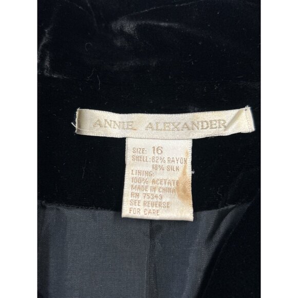 Annie Alexander Fitted Blazer Women's 16 Black Velvet 1990s - Picture 10 of 11